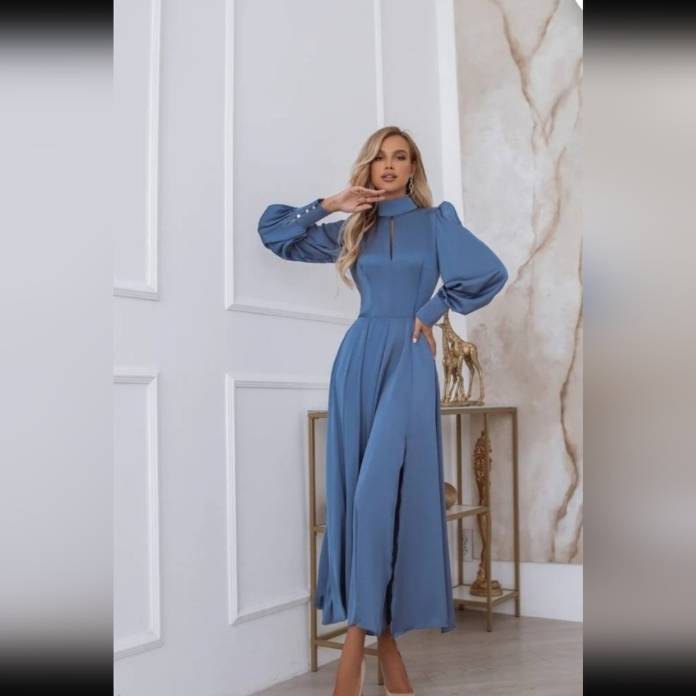 Blue Silk Maxi Dress
